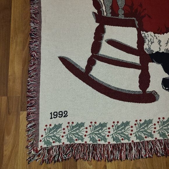 Santa Claus Christmas Throw Holiday Woven Tapestry Blanket 61" X 46" - Picture 3 of 7